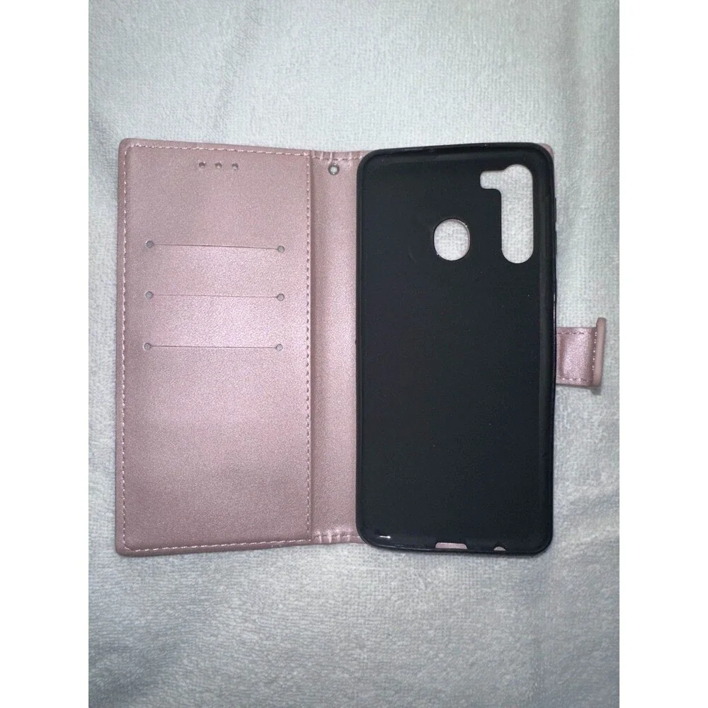 Asuwish Samsung Galaxy A21 Wallet Case Pink Magnetic Flip Cover Card Holder